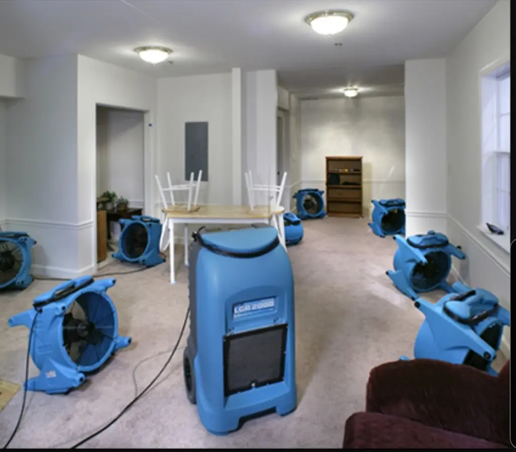 Air movers and dehumidifier setup for Water Damage Restoration in Mount Hood Villages